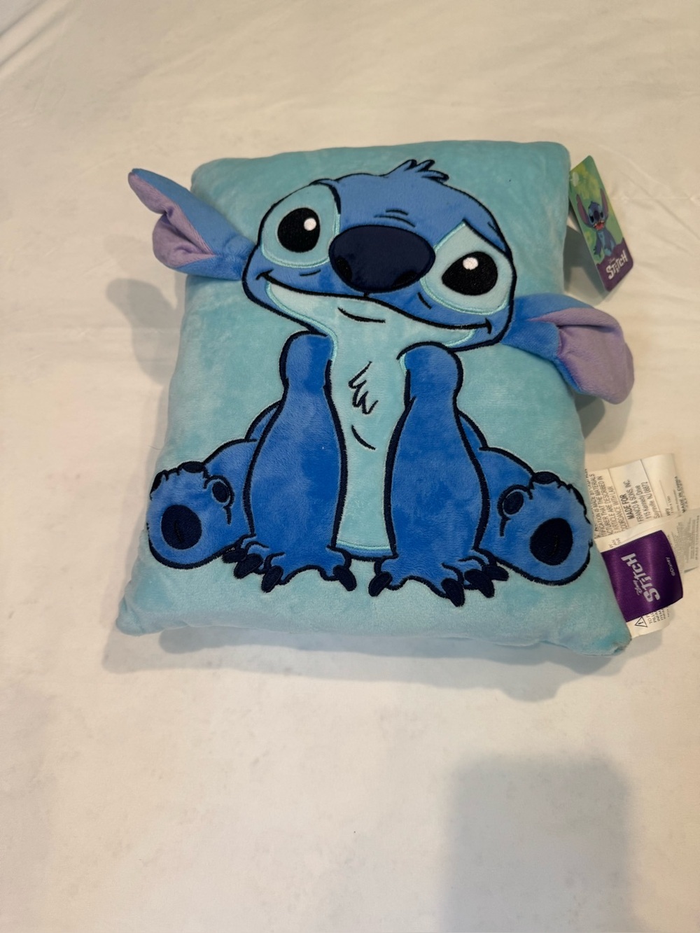 Disney Lilo & Stitch Plush Pillow Blue 3D Ears Decorative Throw Pillow NWT